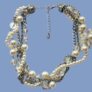 Cookie Lee Pearl and Silver Necklace